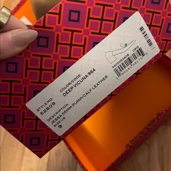 TORY BURCH WOMENS JESSA 55MM PUMP LOAFER HEEL CALF LEATHER 9 DEEP VICUNA CAMEL - Picture 4 of 8